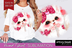 Baby Fox Valentine Round Tshirt Background Cute Valentines Product Image 1