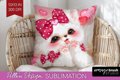 Baby Fox Valentine Pillow Sublimation Cute Valentines Day Product Image 1