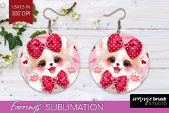 Baby Fox Valentine Round Earrings Cute Valentines Day PNG Product Image 1