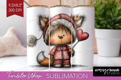 Baby Fox Valentine Tumbler Wrap Whimsical Animal Tumbler PNG Product Image 1