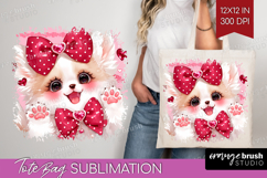 Baby Fox Valentine Tote Bag Cute Valentines Day Tote Bag PNG Product Image 1