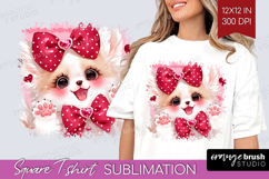 Baby Fox Valentine Square Tshirt Background Cute Valentines Product Image 1