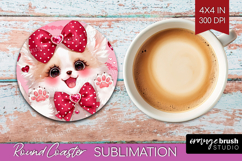 Baby Fox Valentine Round Coaster Cute Valentines Day Coaster Product Image 1