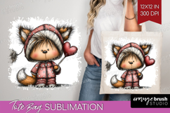 Baby Fox Valentine Tote Bag Whimsical Animal Tote Bag PNG Product Image 1