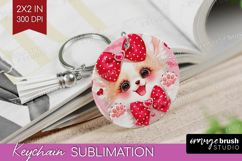 Baby Fox Valentine Keychain PNG Cute Valentines Day Keychain Product Image 1