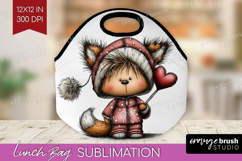 Baby Fox Valentine Lunch Bag Whimsical Animal Lunch Bug PNG Product Image 1