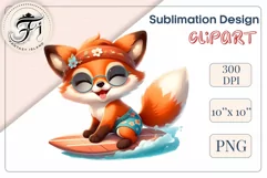 Explore this adorable cartoon Baby Fox surfer clipart perfect for children's parties, summer events, birthday invitations, t-shirt designs, sublimation prints, scrapbooking, and more. Bring a fun summer vibe to your projects.