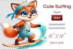 Explore this adorable cartoon Baby Fox surfer clipart perfect for children's parties, summer events, birthday invitations, t-shirt designs, sublimation prints, scrapbooking, and more. Bring a fun summer vibe to your projects.