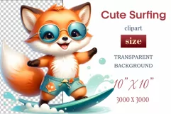 Explore this adorable cartoon Baby Fox surfer clipart perfect for children's parties, summer events, birthday invitations, t-shirt designs, sublimation prints, scrapbooking, and more. Bring a fun summer vibe to your projects.