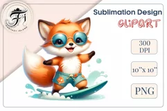 Explore this adorable cartoon Baby Fox surfer clipart perfect for children's parties, summer events, birthday invitations, t-shirt designs, sublimation prints, scrapbooking, and more. Bring a fun summer vibe to your projects.