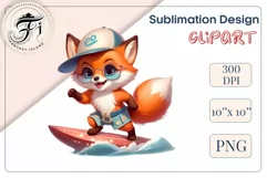Explore this adorable cartoon Baby Fox surfer clipart perfect for children's parties, summer events, birthday invitations, t-shirt designs, sublimation prints, scrapbooking, and more. Bring a fun summer vibe to your projects.