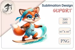 Explore this adorable cartoon Baby Fox surfer clipart perfect for children's parties, summer events, birthday invitations, t-shirt designs, sublimation prints, scrapbooking, and more. Bring a fun summer vibe to your projects.