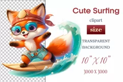Explore this adorable cartoon Baby Fox surfer clipart perfect for children's parties, summer events, birthday invitations, t-shirt designs, sublimation prints, scrapbooking, and more. Bring a fun summer vibe to your projects.