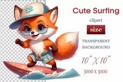 Explore this adorable cartoon Baby Fox surfer clipart perfect for children's parties, summer events, birthday invitations, t-shirt designs, sublimation prints, scrapbooking, and more. Bring a fun summer vibe to your projects.
