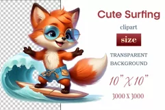 Explore this adorable cartoon Baby Fox surfer clipart perfect for children's parties, summer events, birthday invitations, t-shirt designs, sublimation prints, scrapbooking, and more. Bring a fun summer vibe to your projects.