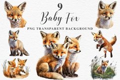 Baby Fox Forest Animals Clipart PNG Scrapbooking Nursery Art Image Watercolor  Transparent Print invitation shirt designs sublimation kids printable digital