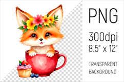 Baby fox in a cup. Perfect for kids birthday gifts, baby shower items, or fun tropical-themed designs!