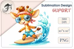 Explore this adorable cartoon baby beaver surfer clipart, perfect for children's parties, summer events, birthday invitations, t-shirt designs, sublimation prints, scrapbooking, and more. Bring a fun, summer vibe to your projects.