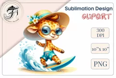Explore this adorable cartoon baby beaver surfer clipart, perfect for children's parties, summer events, birthday invitations, t-shirt designs, sublimation prints, scrapbooking, and more. Bring a fun, summer vibe to your projects.