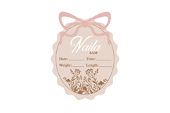 Baby Girl Birth Announcement Ornament SVG Laser Cut Design Product Image 2
