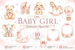 Baby Girl Watercolor Clipart Product Image 1