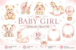 Baby Girl Watercolor Clipart Product Image 1