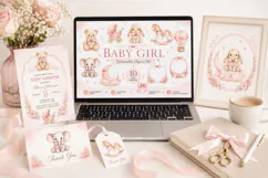 Baby Girl Watercolor Clipart Product Image 2