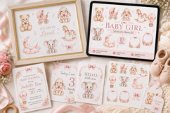Baby Girl Watercolor Clipart Product Image 3