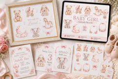 Baby Girl Watercolor Clipart Product Image 3