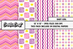 Baby Girl Digital Paper, baby shower graphic, illustrations Product Image 1