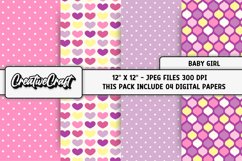 Baby Girl Digital Paper, baby shower graphic, illustrations Product Image 1