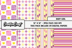 Baby Girl Digital Paper, baby shower graphic, illustrations Product Image 1