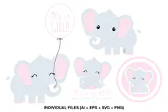 Baby girl elephant clipart collection for first year scrapbook albums and newborn memory books