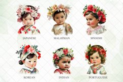 Baby Girl in Traditional Dress Watercolor Big Bundle Clipart Product Image 3