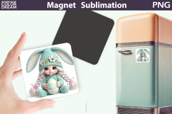 Mint Easter Bunny Girl Magnet | Spring Sublimation Product Image 1