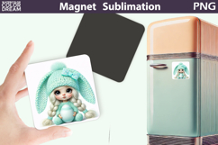 Mint Bunny Girl Magnet | Easter Sublimation Product Image 1