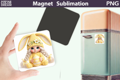 Yellow Bunny Girl Magnet | Easter Sublimation Product Image 1