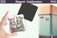 Pastel Bunny Sisters Magnet | Easter Sublimation Product Image 1