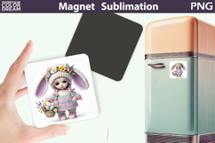 Easter Bunny Girl Magnet | Spring Sublimation Product Image 1