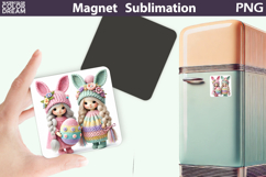 Pastel Easter Bunny Sisters Magnet | Spring Sublimation Product Image 1