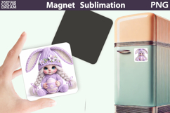 Lavender Easter Bunny Girl Magnet | Spring Sublimation Product Image 1