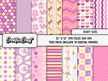 Baby Girl Digital Paper and Clipart png, baby illustration Product Image 2