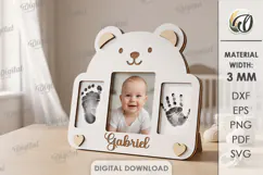 Personalized Baby Handprint and Footprint Frame Laser Cut Product Image 1