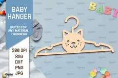 Cat Baby Hanger Laser Cut. Kids Clothes Hanger SVG Product Image 1