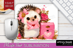 Baby Hedgehog Valentine Mouse Pad Sublimation Cute Day PNG Product Image 1
