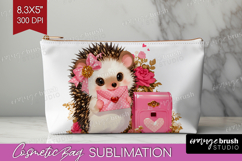 Baby Hedgehog Valentine Cosmetic Bag Cute Valentines Day Bag Product Image 1