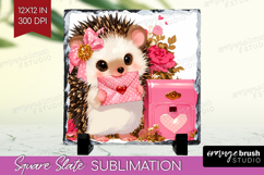 Baby Hedgehog Valentine Slate PNG Cute Valentines Day Square Product Image 1