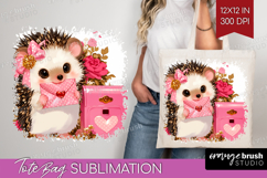 Baby Hedgehog Valentine Tote Bag Cute Valentines Day Tote Product Image 1