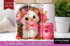 Baby Hedgehog Valentine Tumbler Wrap Cute Valentines Day PNG Product Image 1