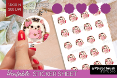 Baby Hedgehog Valentine Round Sticker Cute Valentines Day Product Image 1